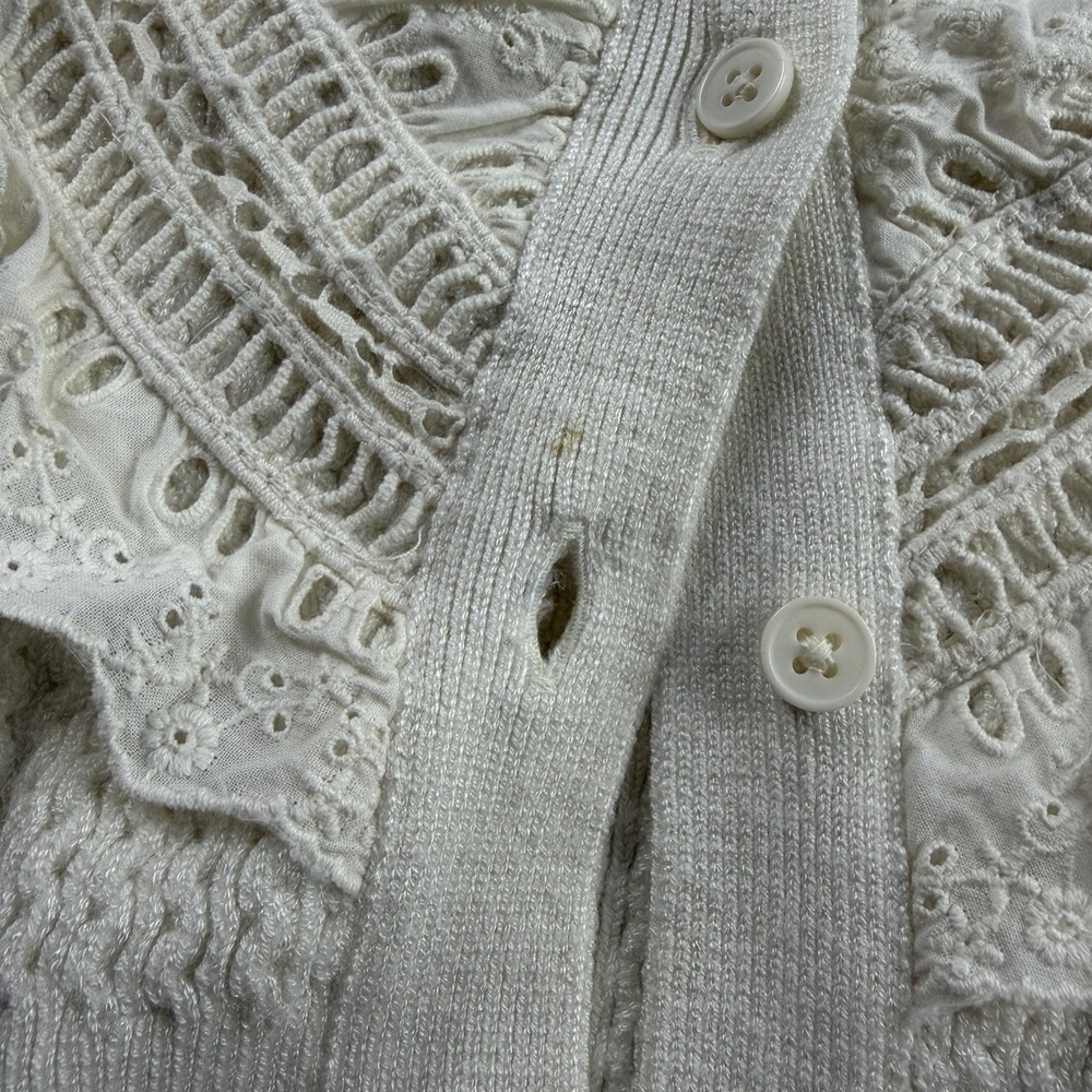 Pilcro Anthropologie Boho Button Up Shirt Womens Medium White Ivory Lace - Picture 4 of 12